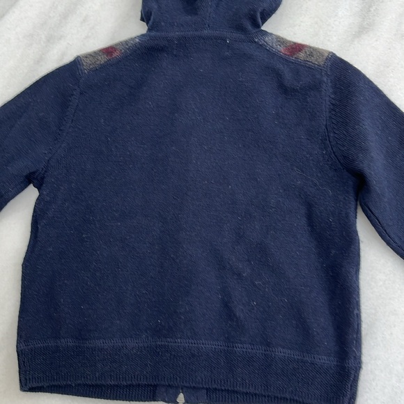 Burberry Children Extra Fine Merino Wool Navy Nova Check Zip Hoodie Sweater 9mo - Picture 9 of 11